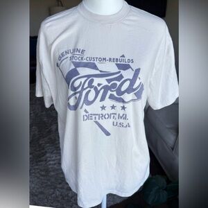 Abercrombie & Fitch SMALL Off White And Blue Ford Graphic Tee Retro Vibe
